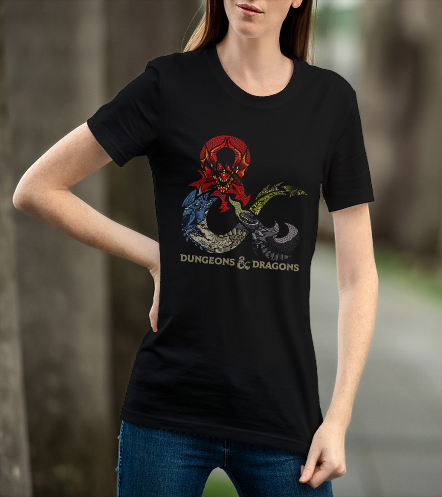 Dungeons And Dragons Ampersand With Multi-Colored Dragons T-Shirt