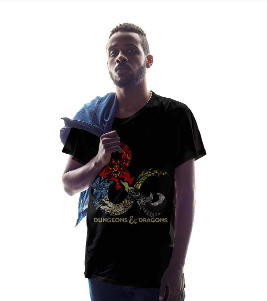 Dungeons And Dragons Ampersand With Multi-Colored Dragons T-Shirt