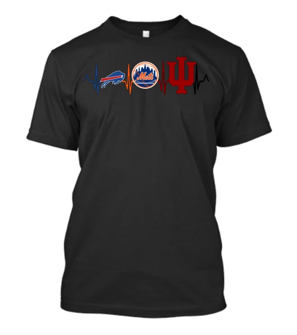 Buffalo Bills New York Mets Indiana Hoosiers Heartbeat T-Shirt