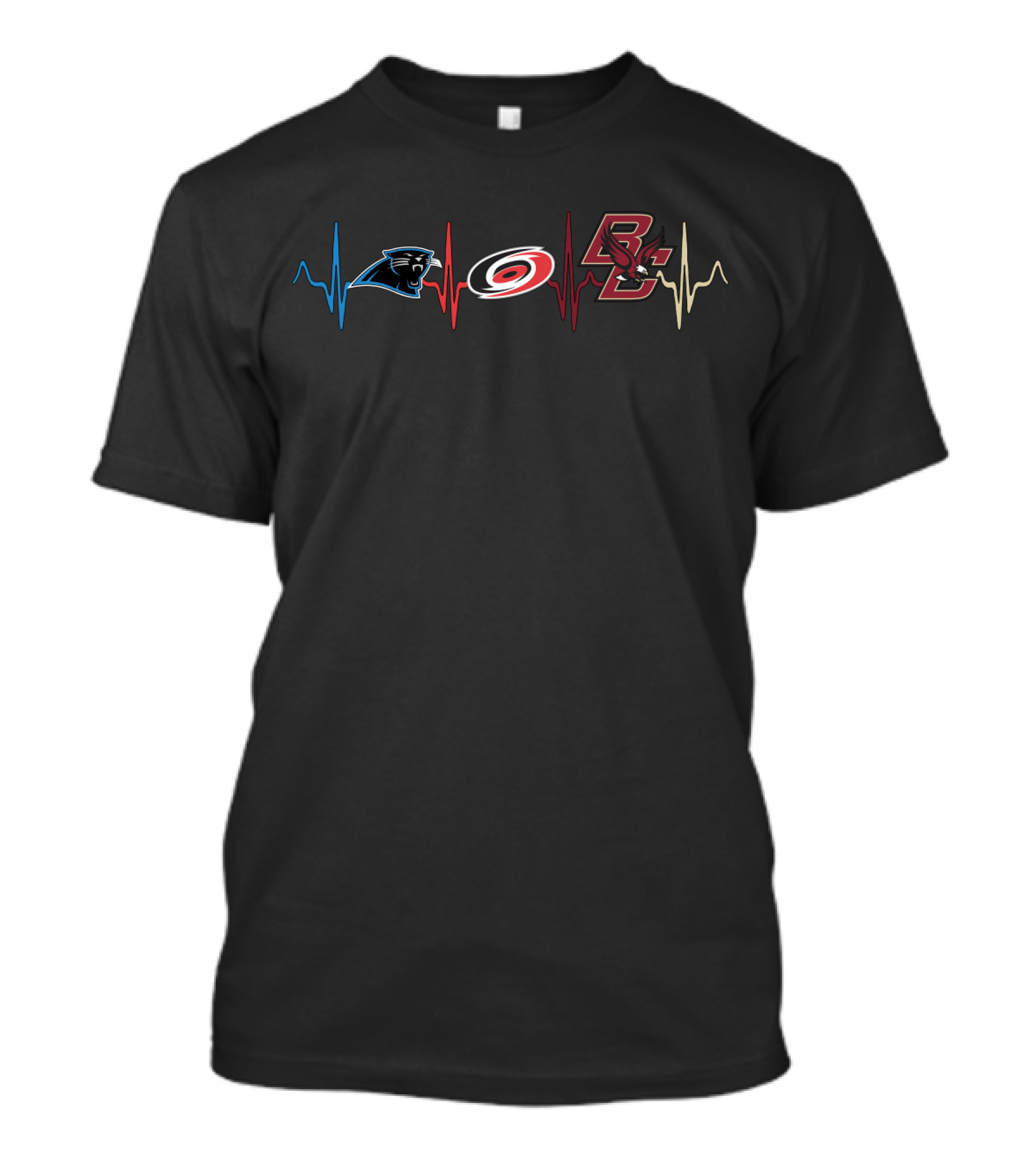 Carolina Panthers Hurricanes Boston College Heartbeat T-Shirt