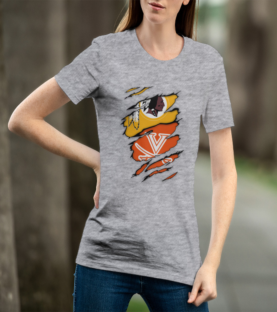 Virginia Cavaliers And Washington Redskins Torn T-Shirt