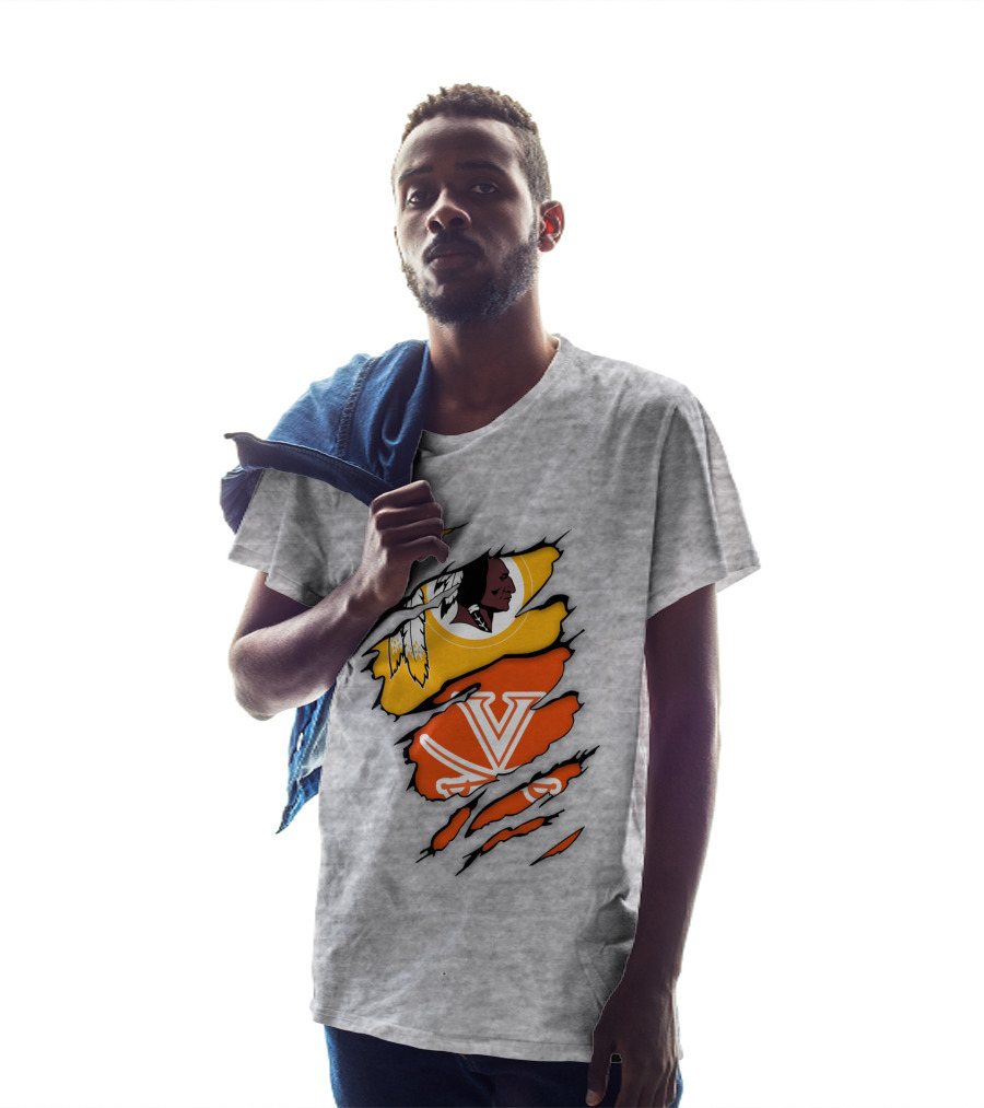 Virginia Cavaliers And Washington Redskins Torn T-Shirt