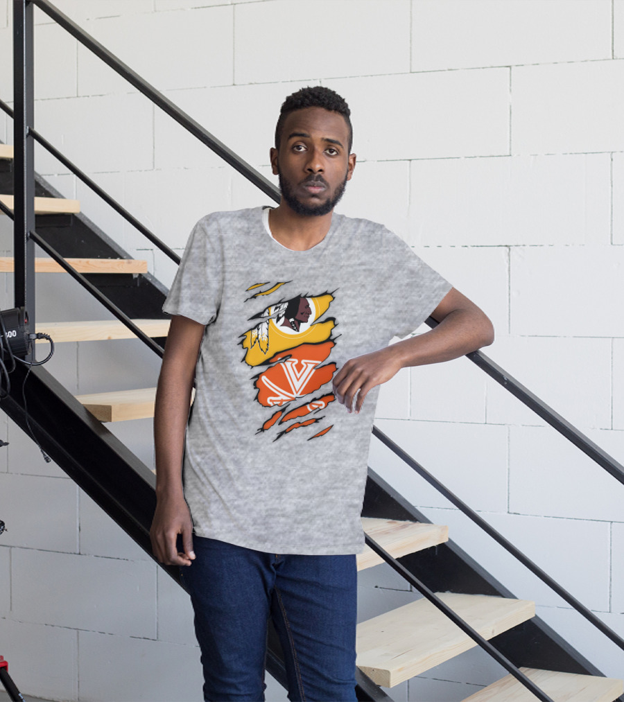 Virginia Cavaliers And Washington Redskins Torn T-Shirt