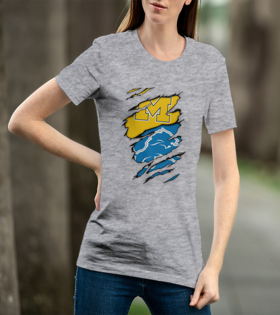 Michigan Wolverines Detroit Lions Crossover T-Shirt