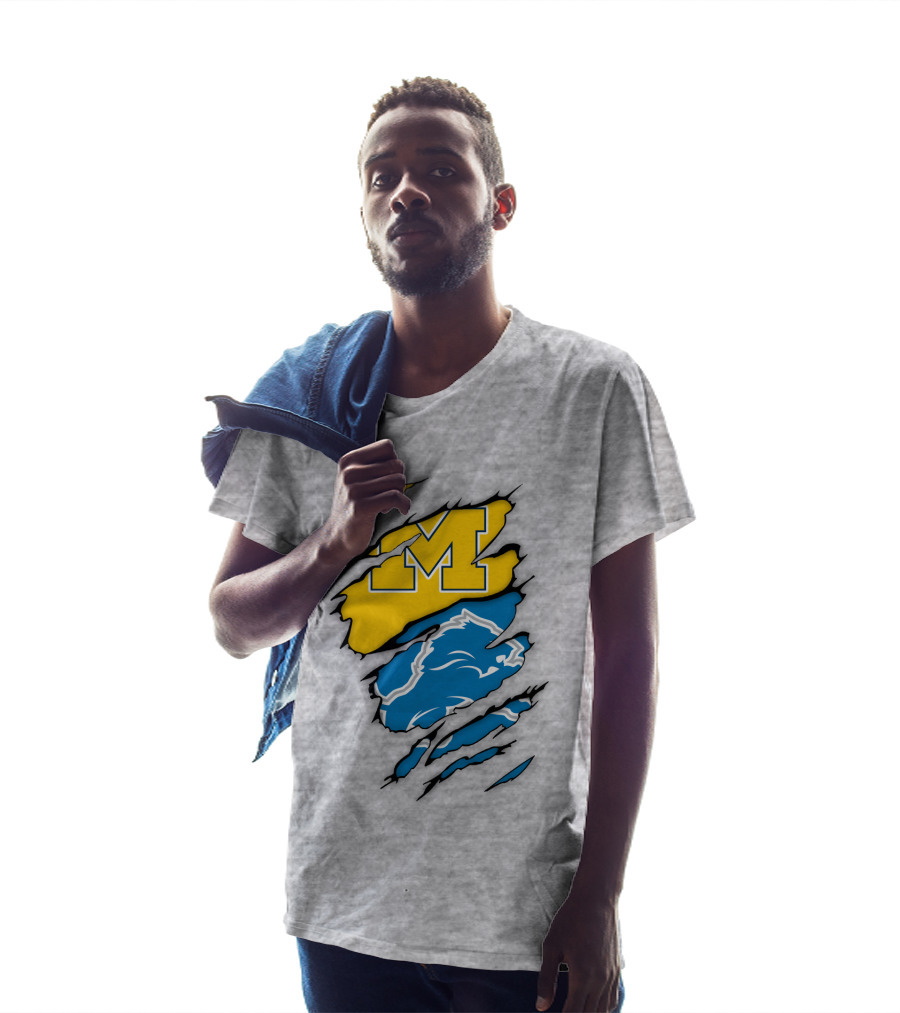 Michigan Wolverines Detroit Lions Crossover T-Shirt
