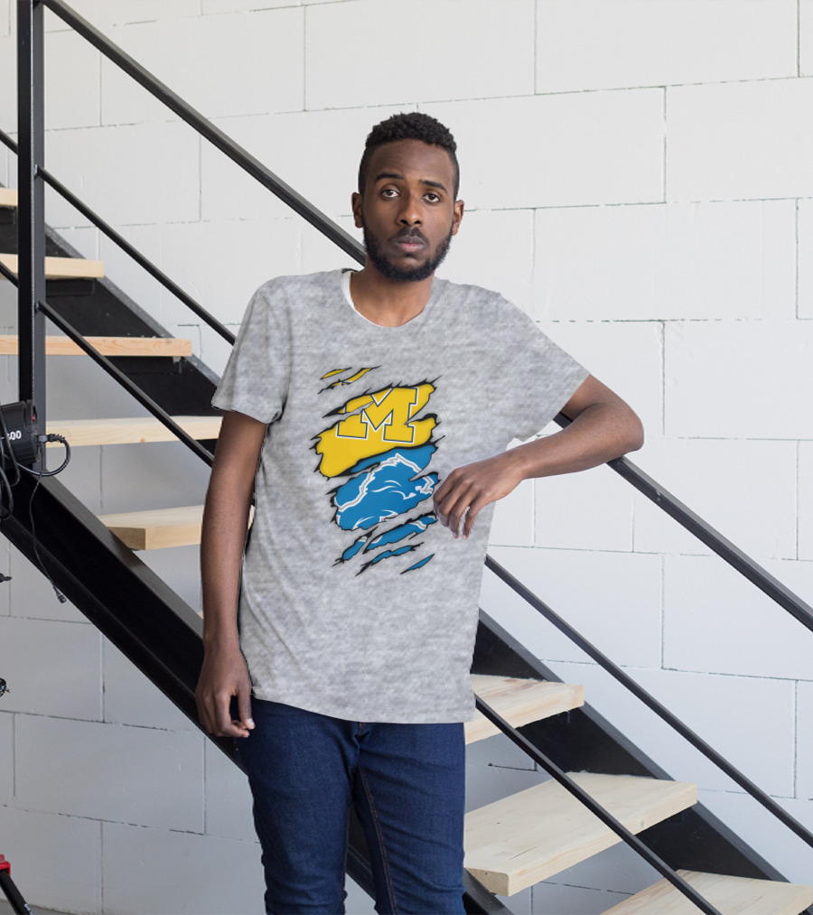 Michigan Wolverines Detroit Lions Crossover T-Shirt