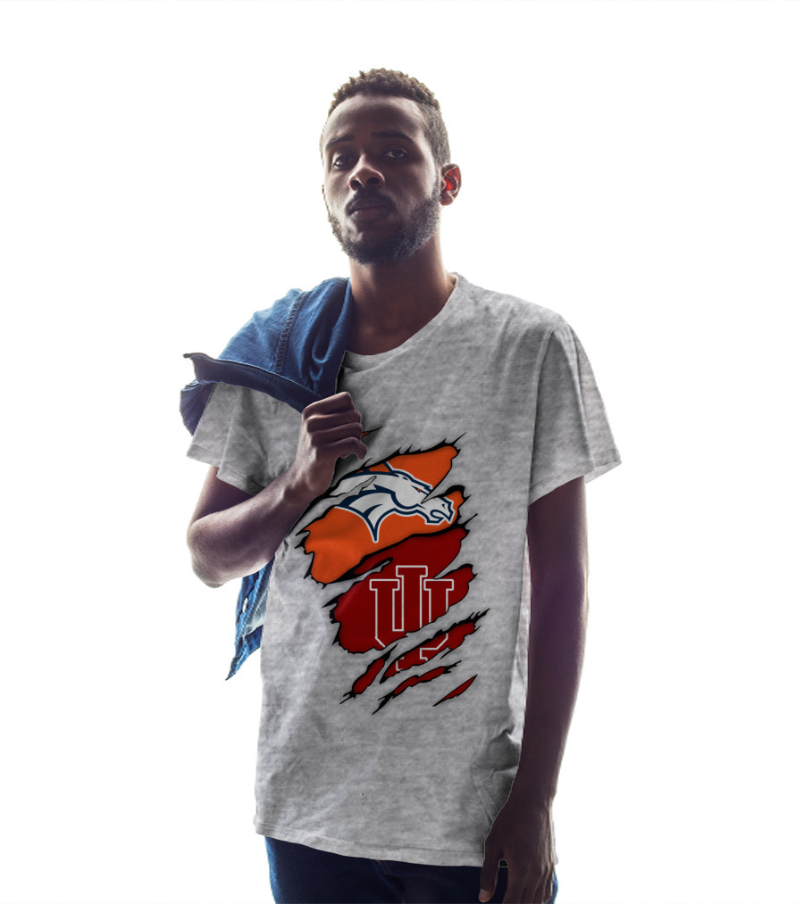 Denver Broncos Indiana Hoosiers Fan Crossover T-Shirt