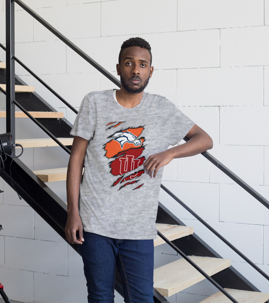 Denver Broncos Indiana Hoosiers Fan Crossover T-Shirt