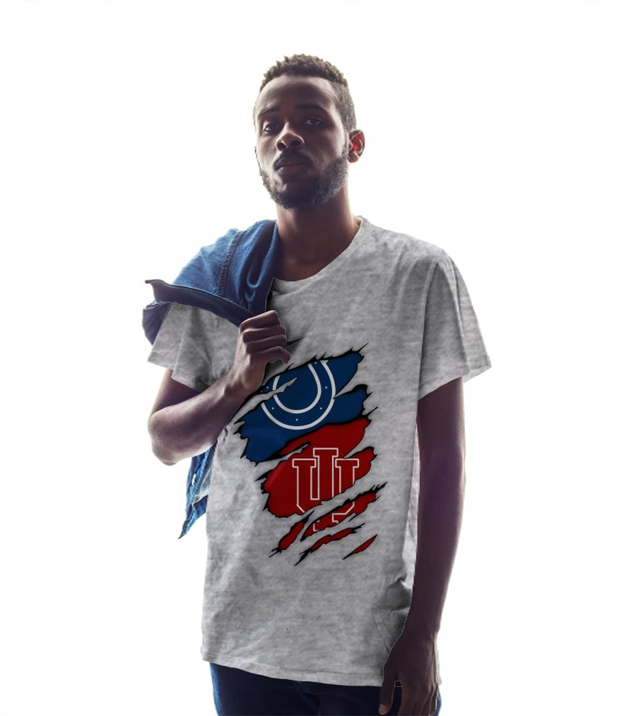 Indiana Indianapolis Colts Iu Hoosiers Logo Fusion T-Shirt
