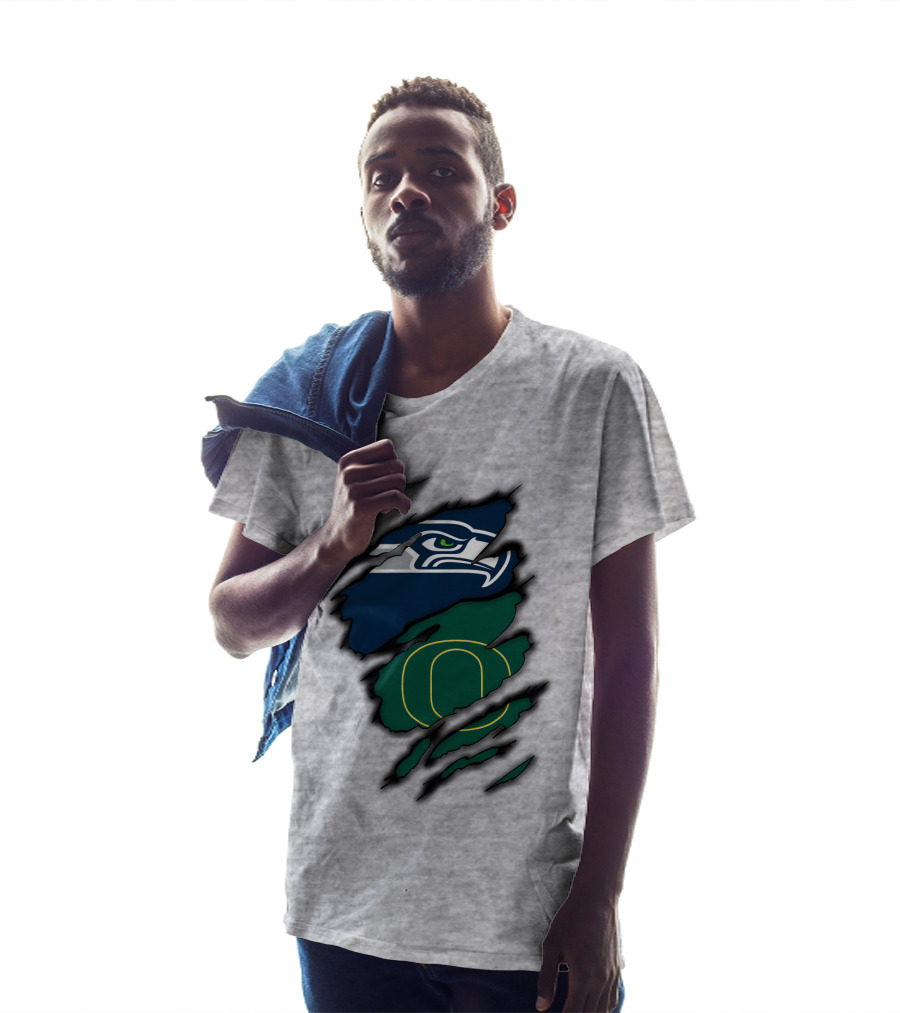 Seattle Seahawks Oregon Ducks Logo Fusion T-Shirt