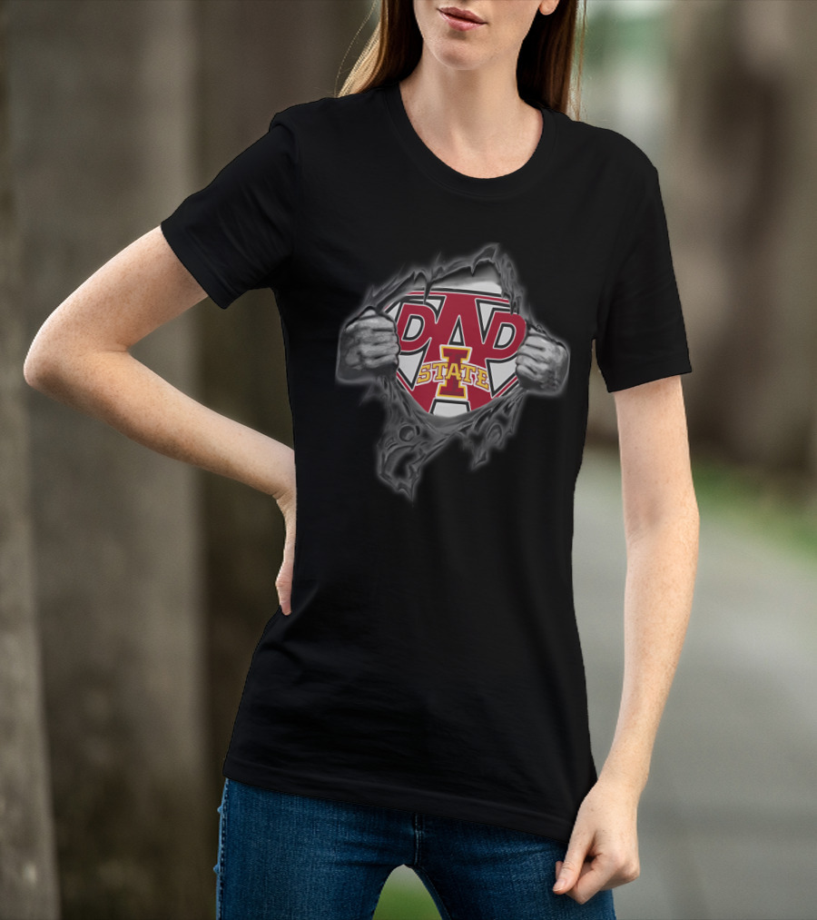 Iowa State Super Dad Logo Ripped Chest T-Shirt