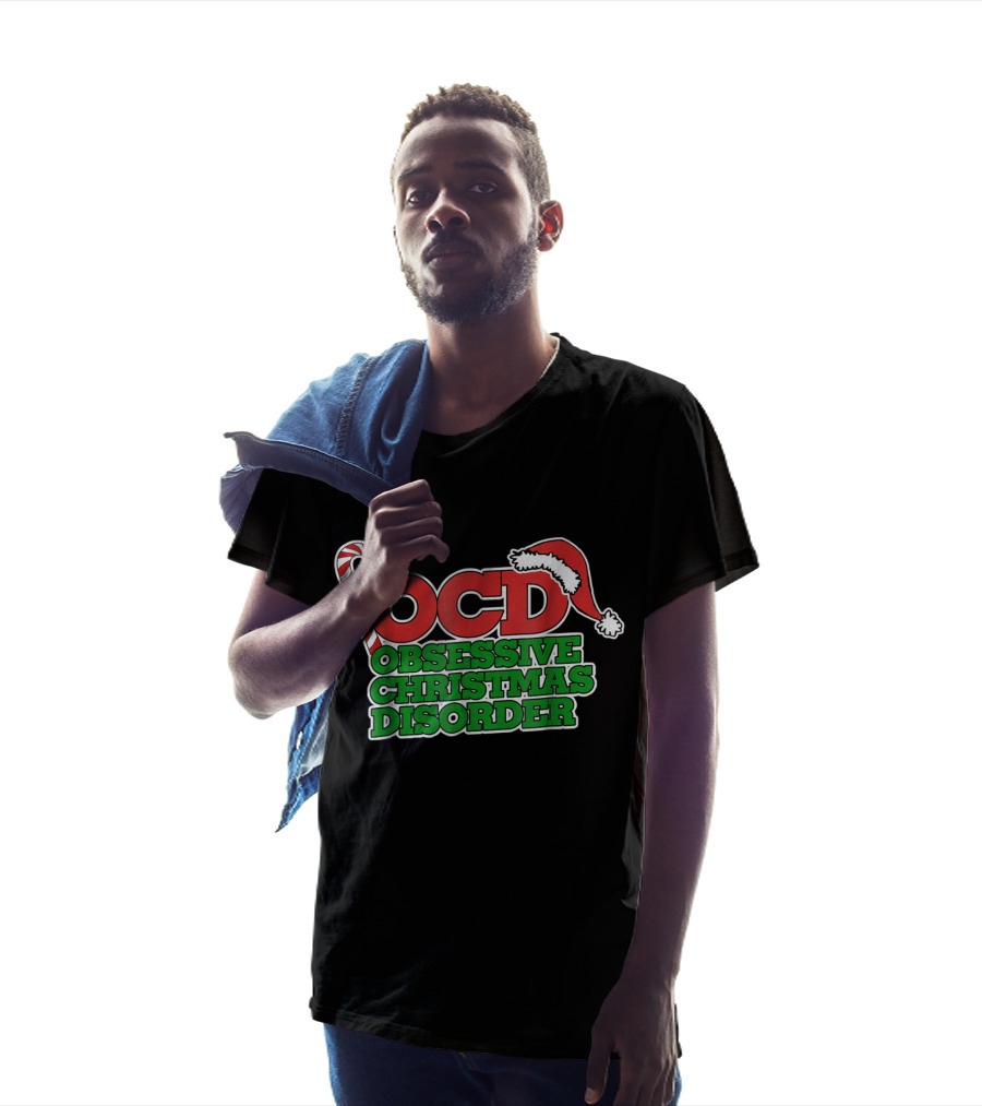 OCD Obsessive Christmas Disorder Candy Cane Santa Hat T-Shirt