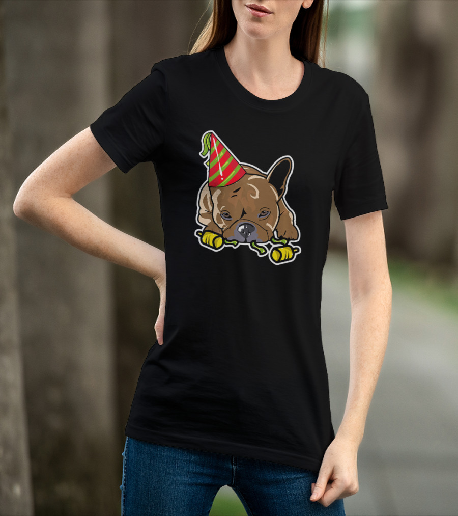 Eve French Bulldog Frenchie Happy New Year Party Hat T-Shirt