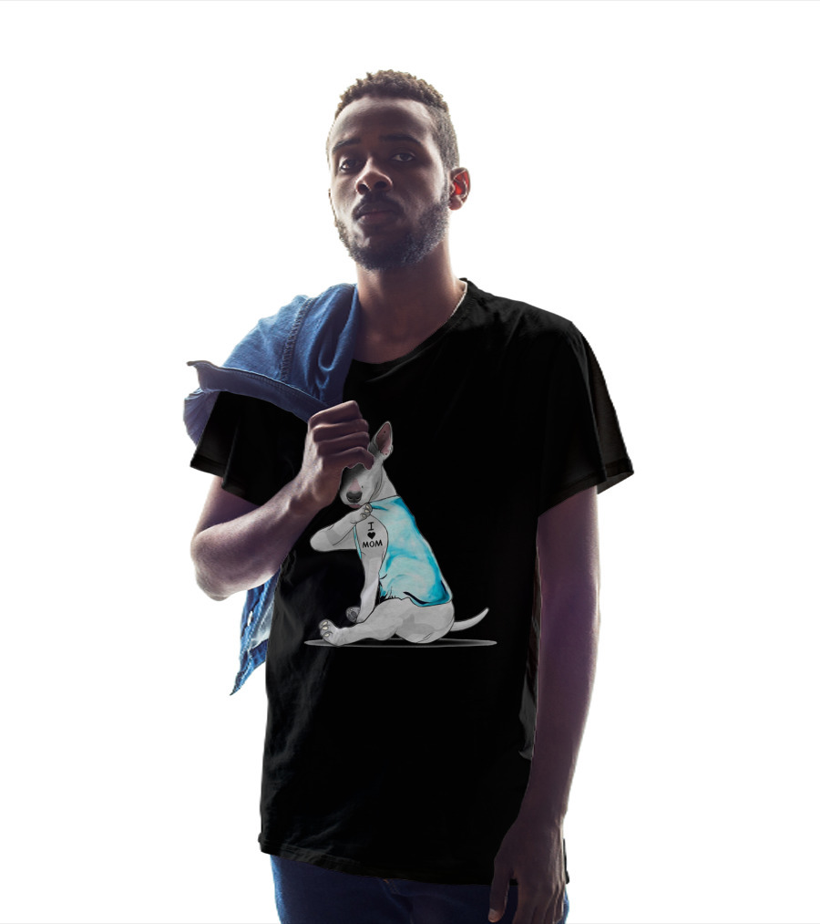 Bull Terrier I Love Mom Tattoo T-Shirt