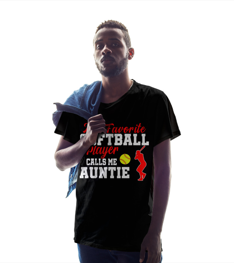 My Favorite Softball Player Calls Me Auntie Batter Silhouette Softball T-Shirt