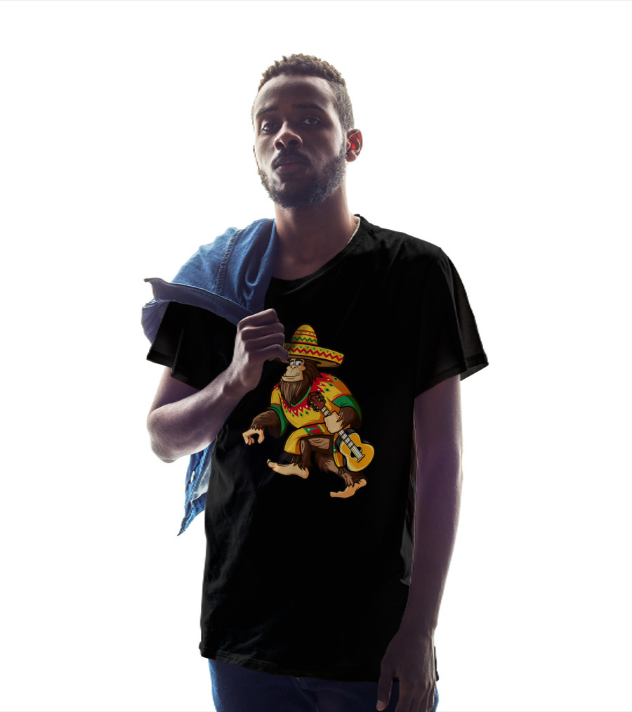 Bigfoot El De Mayo Mexican Sombrero Guitar Poncho Fiesta T-Shirt