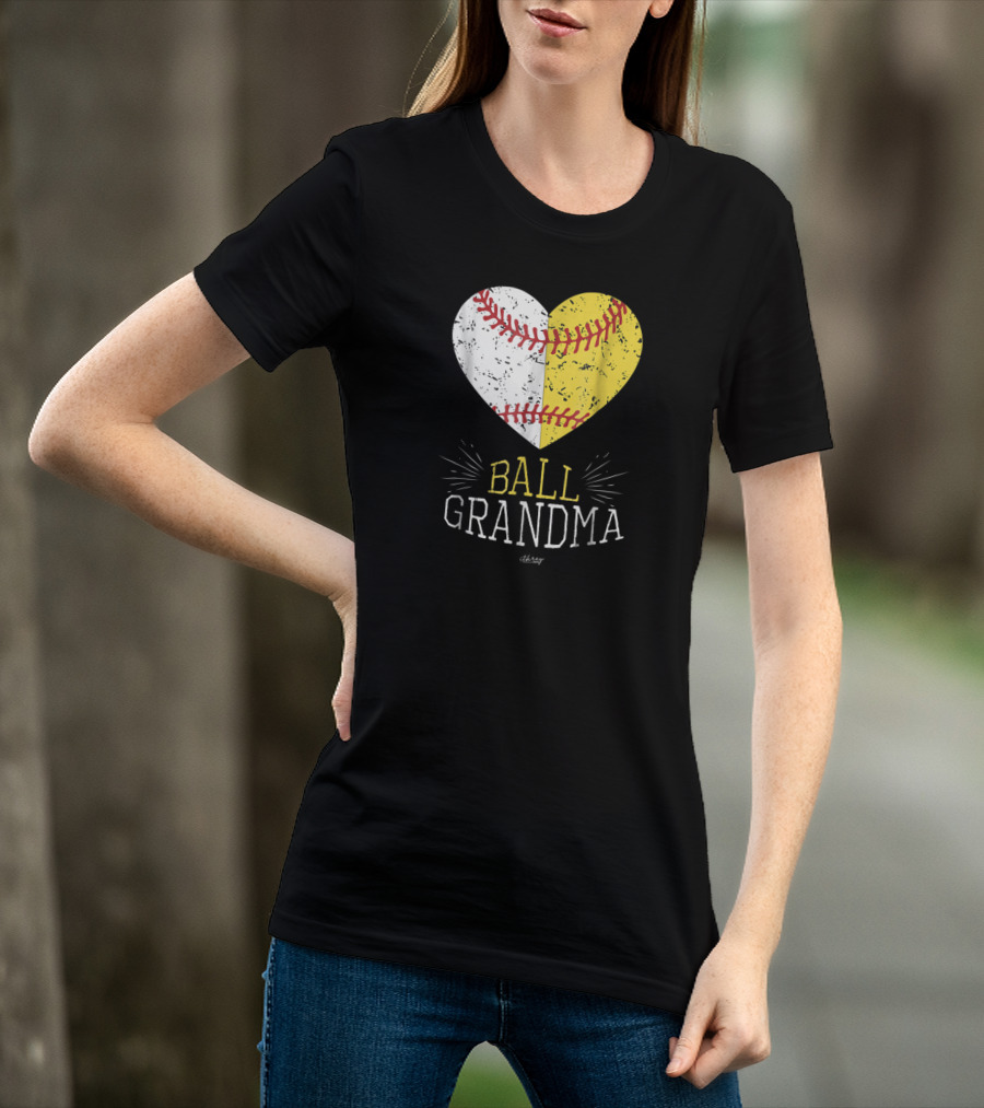 Heart Ball Grandma Baseball Softball Love T-Shirt