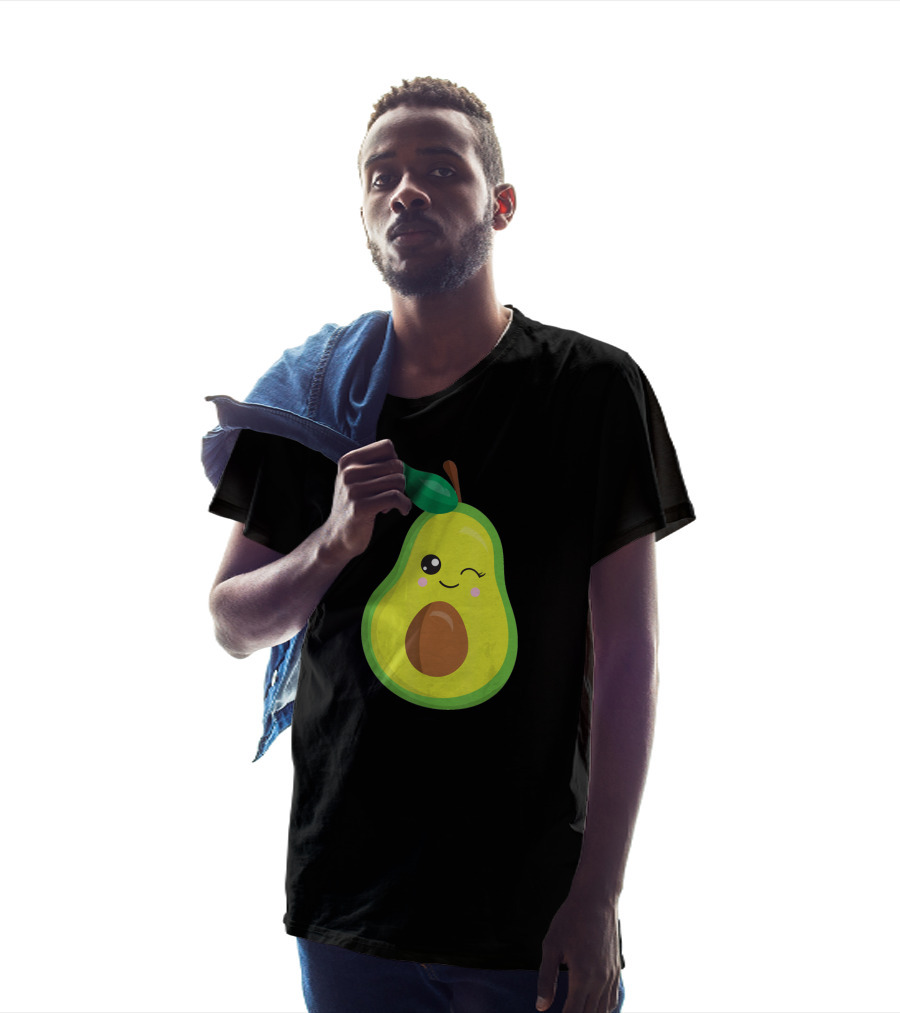 Avocado Vegan Kawaii Winking Cute Face Seed T-Shirt