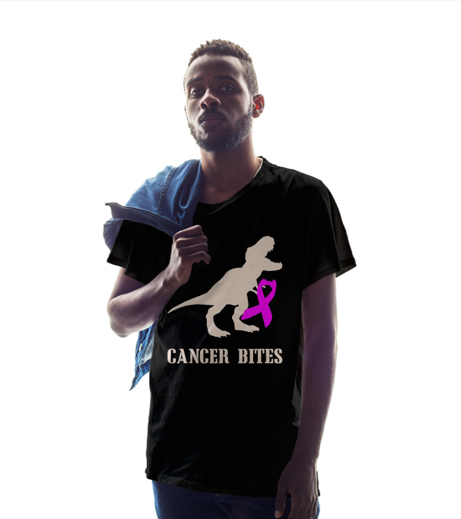 Cancer Bites Breast Cancer Dinosaur Pink T-Shirt