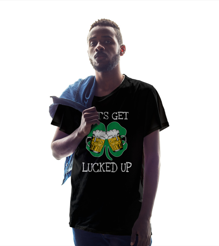 Let's Get Lucked Up Patricks Shamrock Beer Mugs T-Shirt