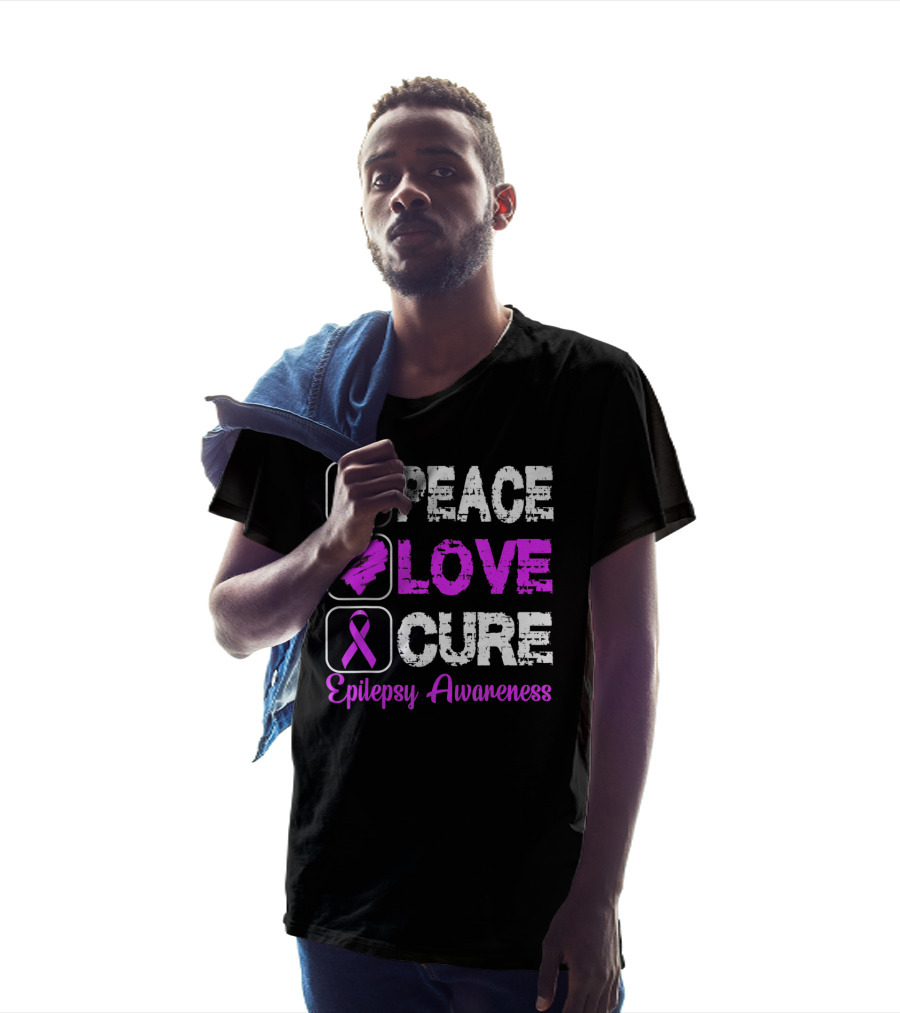 Peace Love Cure Epilepsy Awareness T-Shirt