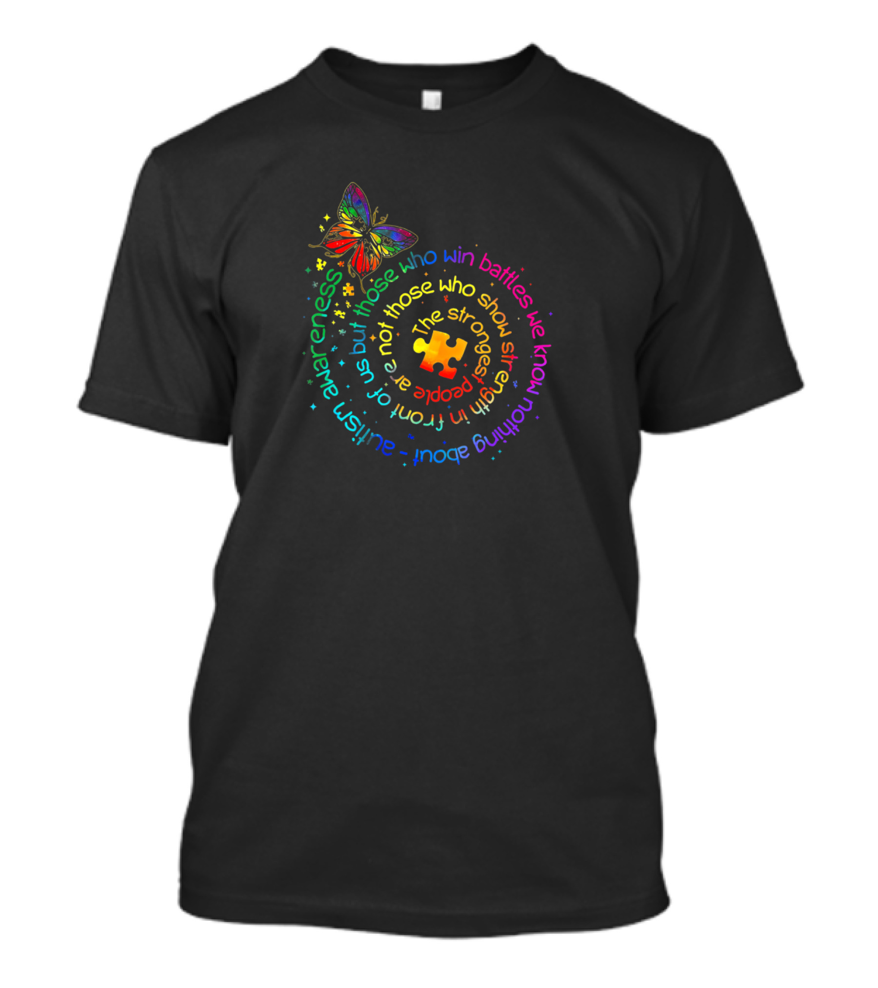 Autism Awareness Butterfly With Strongest Puzzle Piece T-Shirt