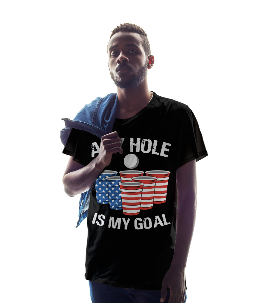 Any Hole Is My Goal Vintage USA Beer Pong Cups T-Shirt