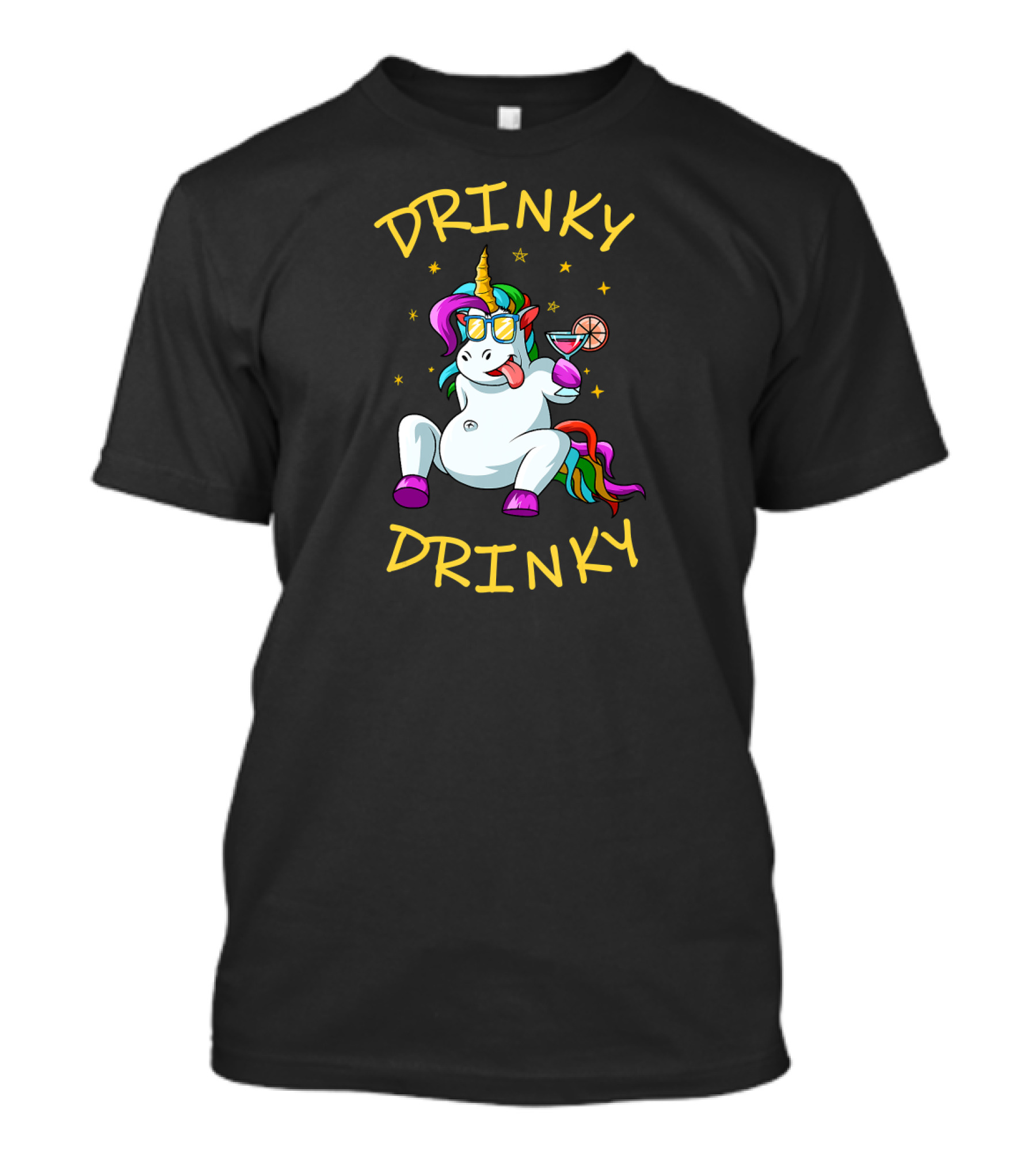 Drinky Drinky Drinking Unicorn With Cocktail And Sunglasses T-Shirt