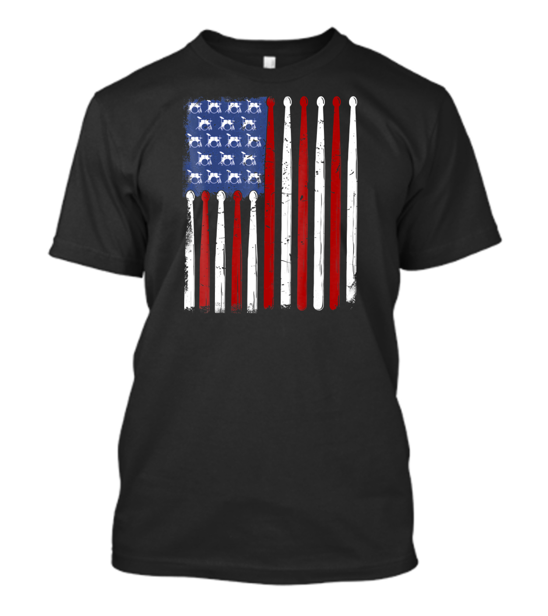 Vintage Drumsticks With USA Flag For Drummers T-Shirt