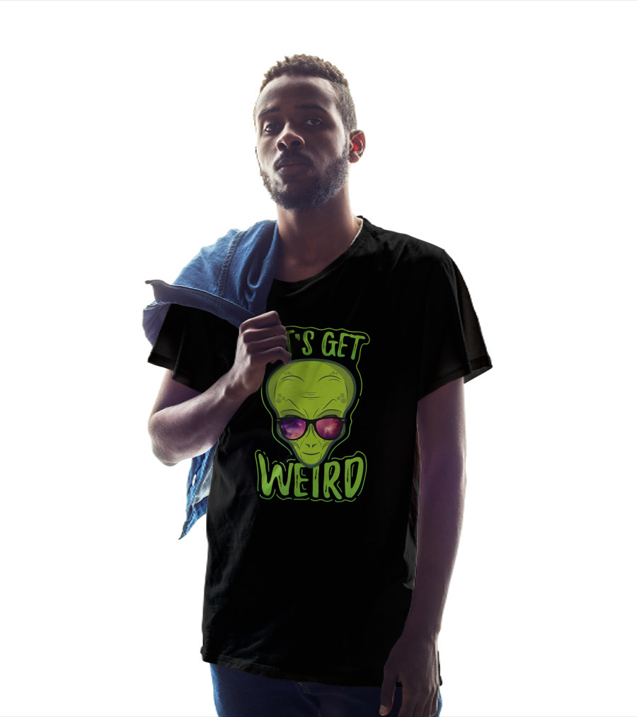 Let's Get Weird Green Alien Galaxy Sunglasses T-Shirt