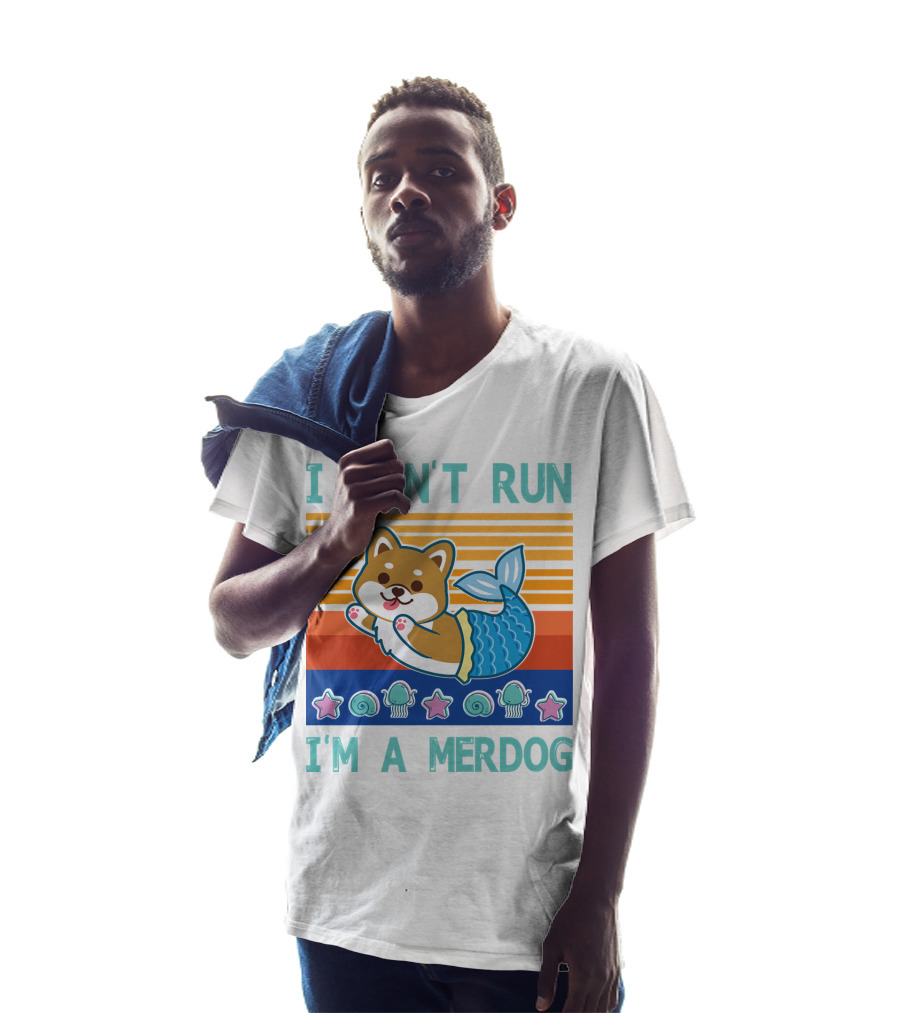 Mermaid Corgi I Can't Run I'm A Merdog With Starfish And Seashells T-Shirt