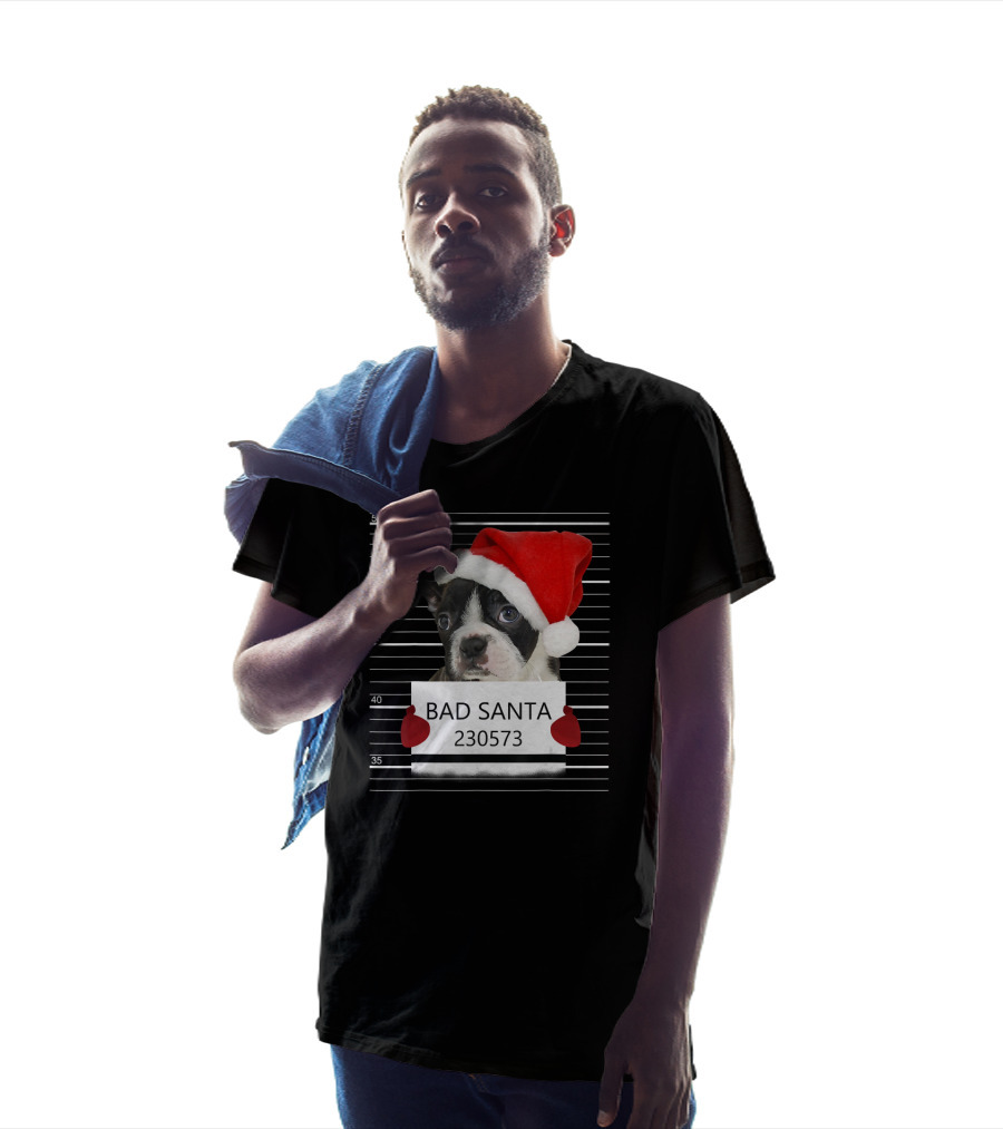 Boston Terrier Mugshot Bad Santa 230573 T-Shirt