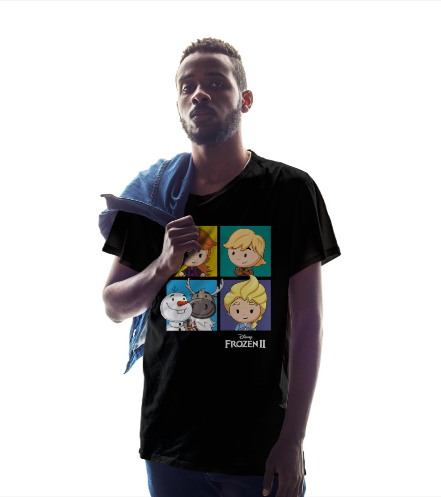 Disney Frozen 2 Chibi Character Panels Elsa Anna Olaf Kristoff Sven T-Shirt