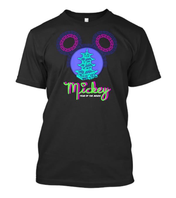Mickey Year Of The Mouse Chinese New Year Pagoda Neon T-Shirt