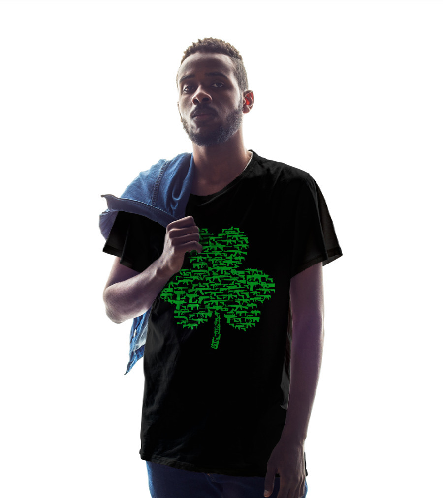 St Patrick's Day Clover Made Of Guns T-Shirt