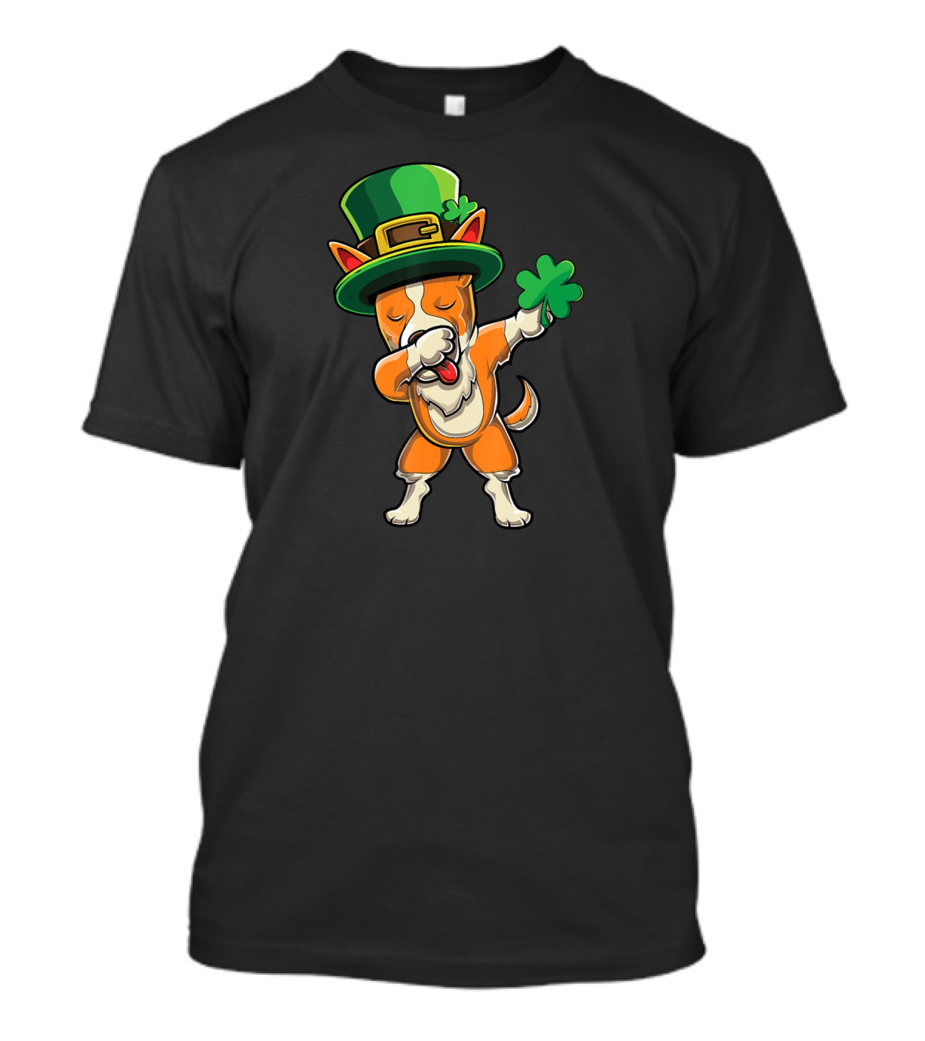 Leprechaun Hat Corgi Dabbing Shamrock St Paddys Day T-Shirt
