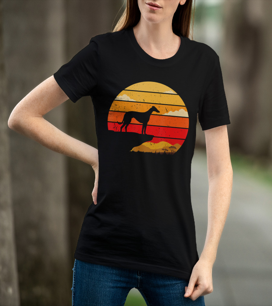 Vintage Italian Greyhound Silhouette Scenic Sunset T-Shirt
