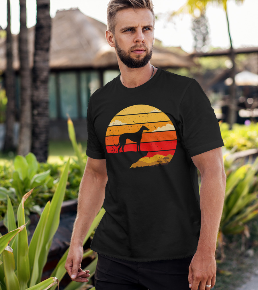 Vintage Italian Greyhound Silhouette Scenic Sunset T-Shirt