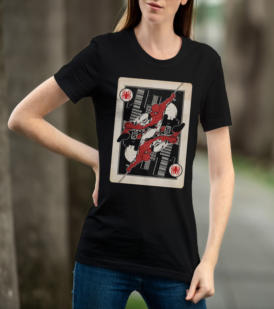 Marvel Spider-Man Ace Of Spades Card T-Shirt