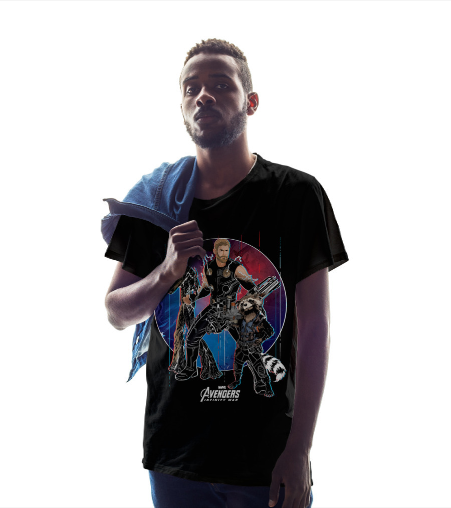 Marvel Avengers Infinity War Thor Groot Rocket Guardians T-Shirt