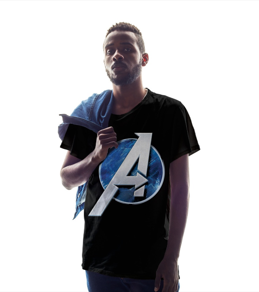 Marvel Avengers Blue Circle Icon Silver A T-Shirt