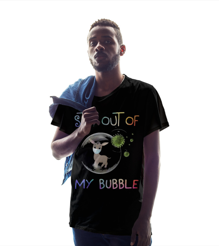 Stay Out Of My Bubble Fawn Wearing Mask Inside Bubble With Virus Particles T-Shirt