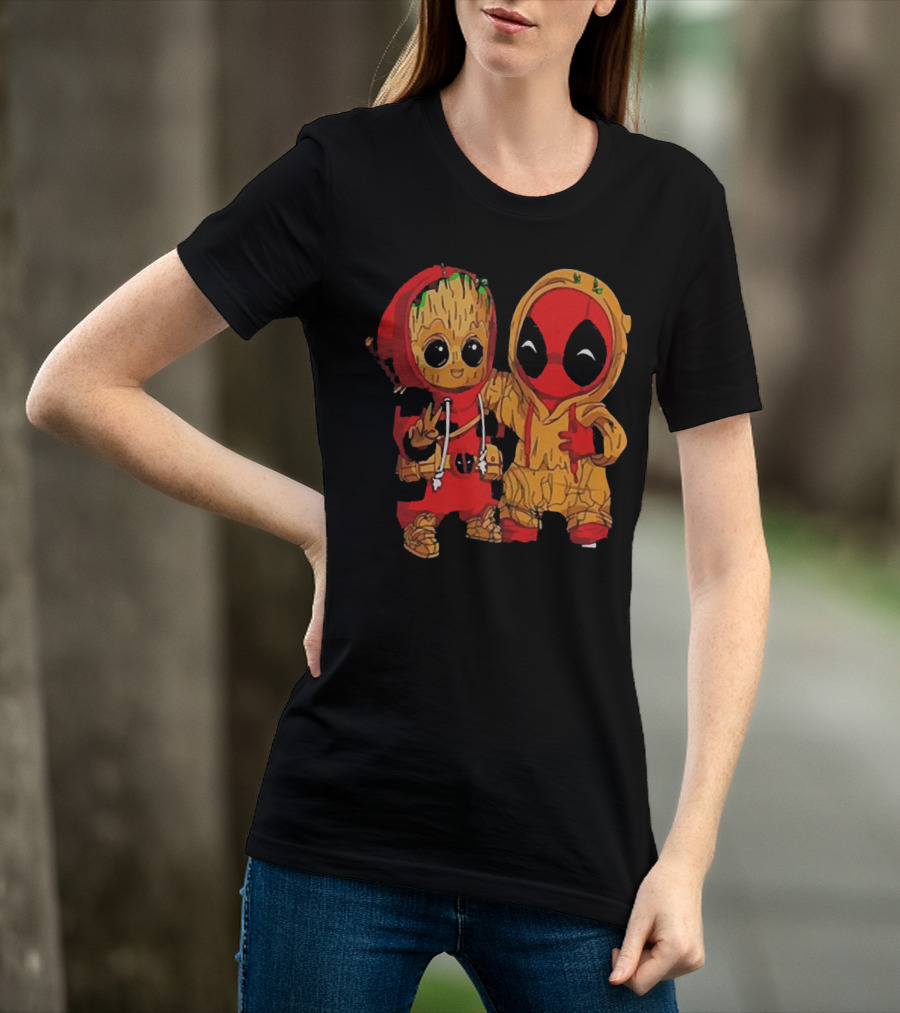 Baby Groot And Baby Deadpool Hoodie Friends T-Shirt