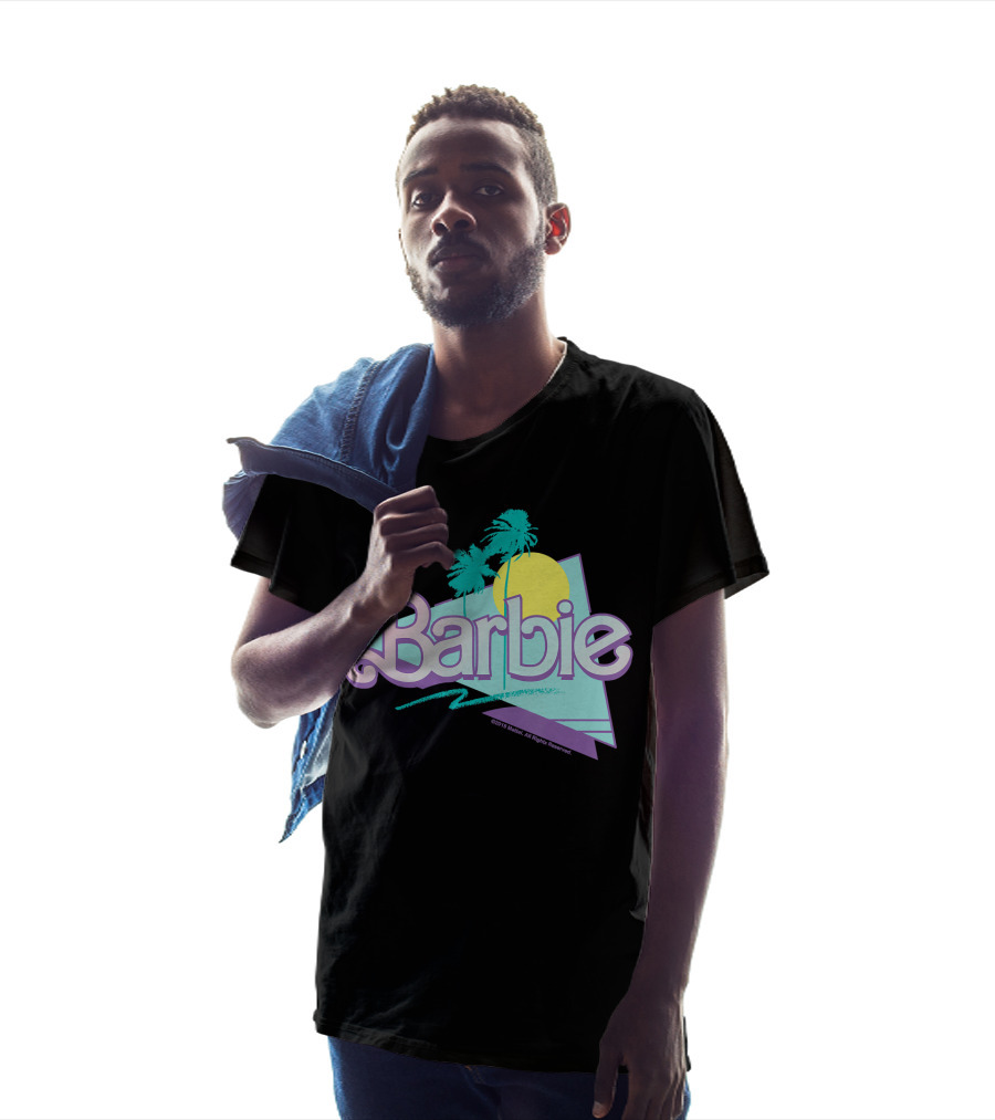 Barbie Pastel 90s Retro Logo With Palm Trees And Sunburst T-Shirt