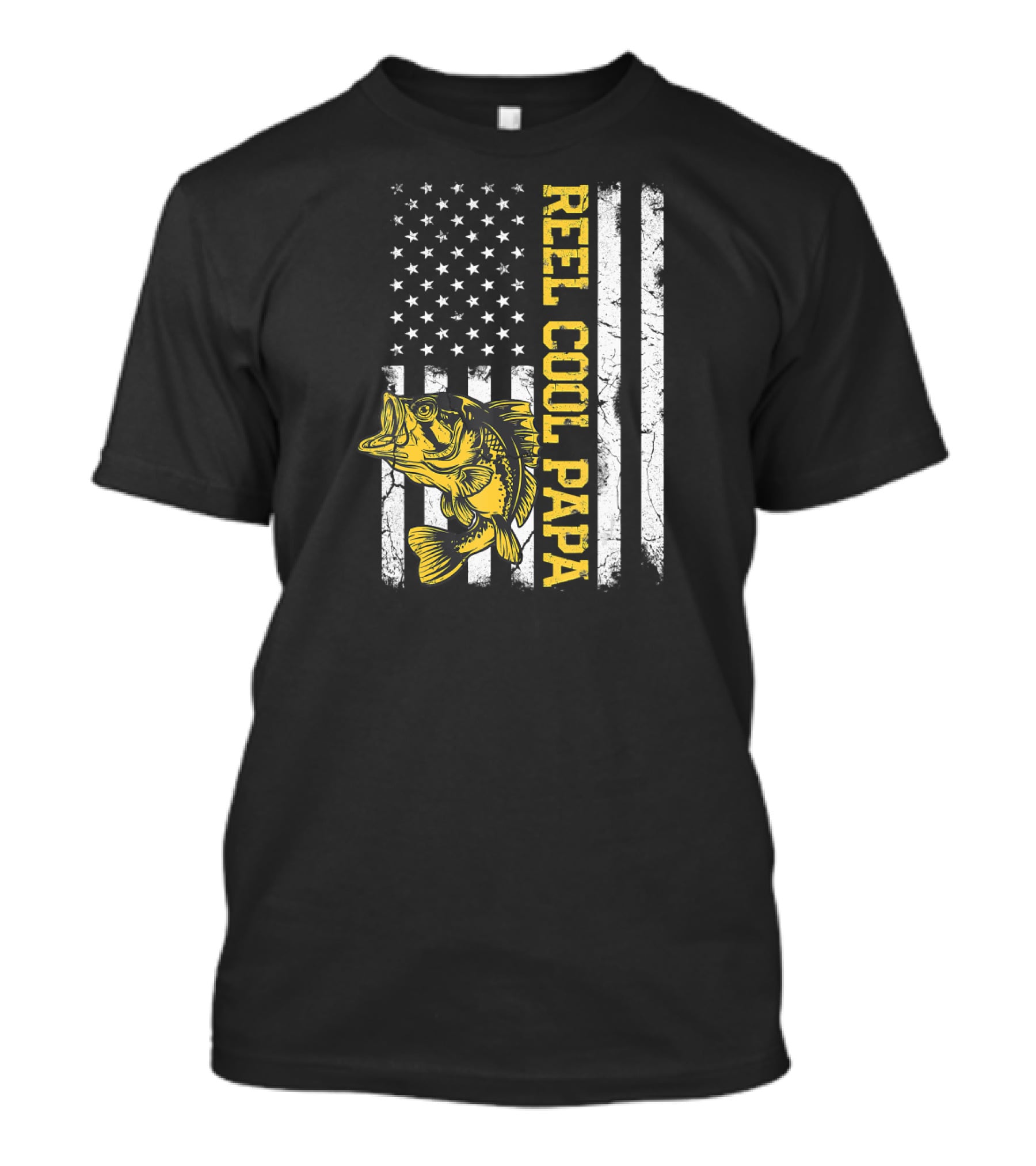 Reel Cool Papa American Flag Father's Day Fishing Mens T-Shirt