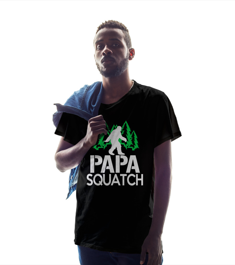 Papa Squatch Bigfoot Sasquatch Dad Forest Trees T-Shirt