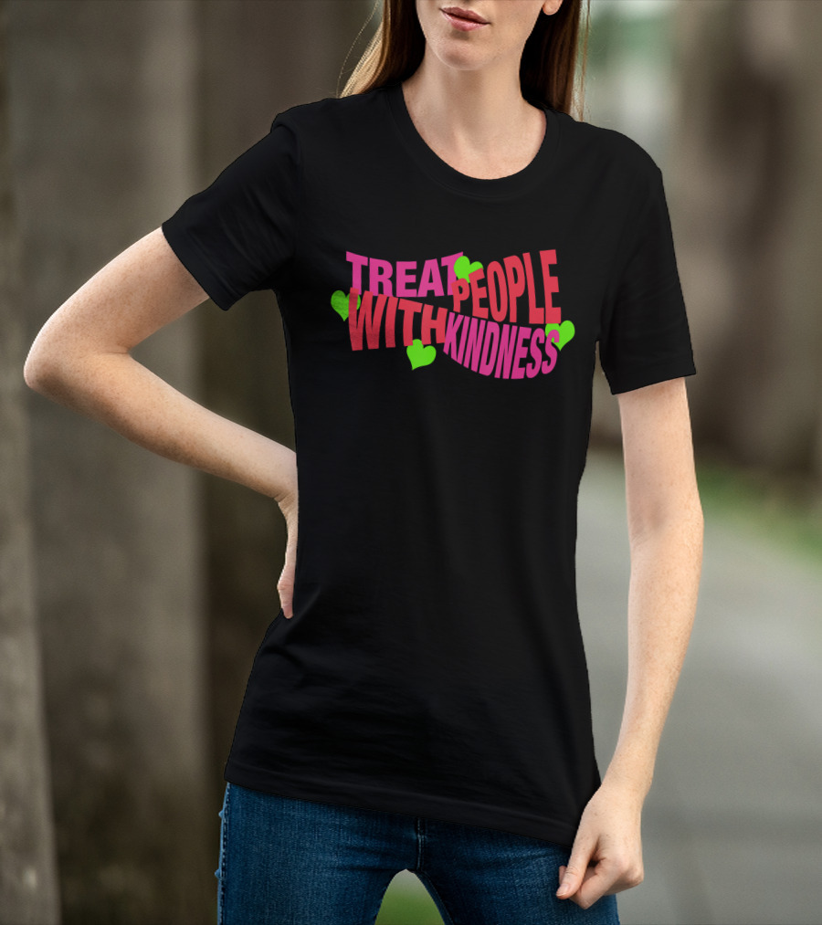 Treat People With Kindness Neon Hearts T-Shirt
