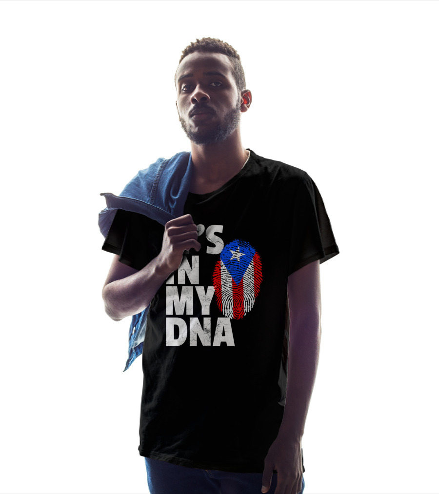 IT'S IN MY DNA Puerto Rico Flag Fingerprint Pride T-Shirt