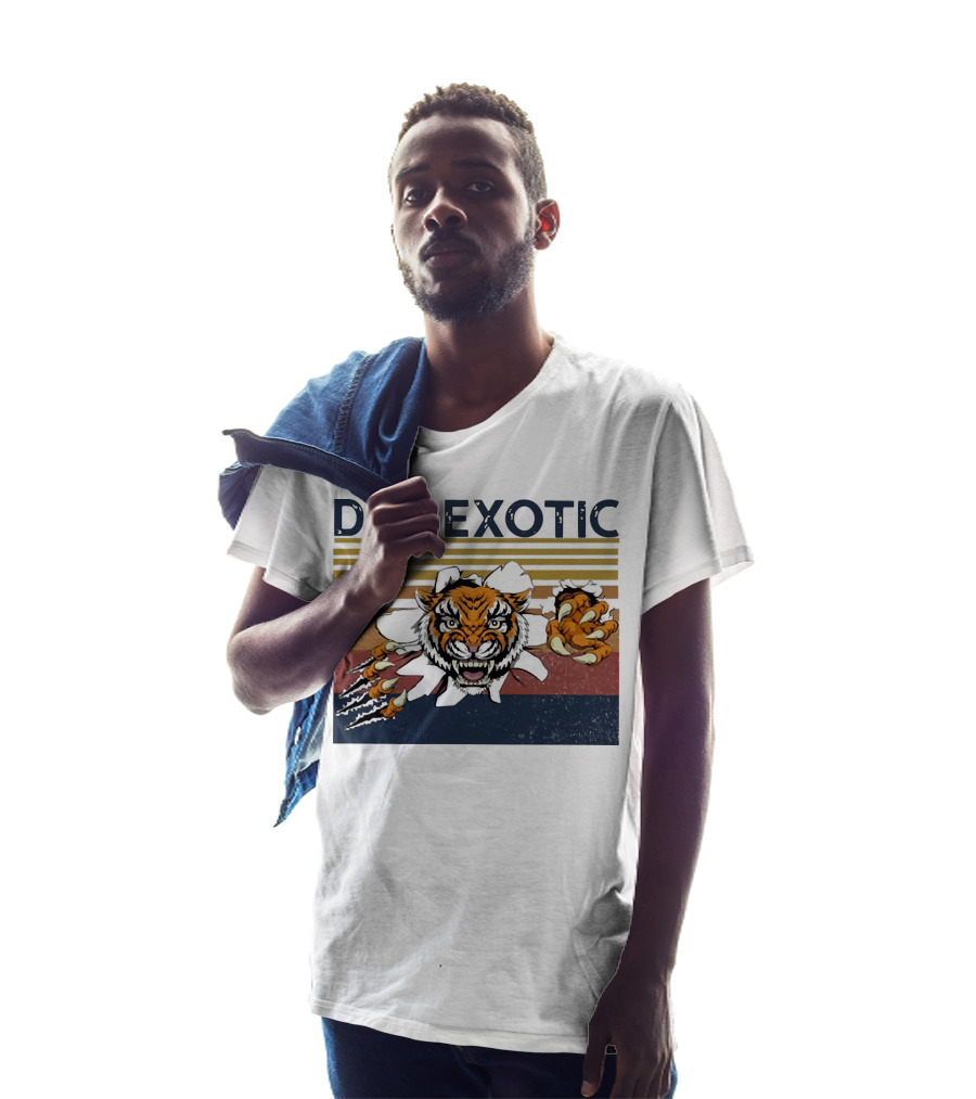 Dad Exotic Fierce Tiger With Retro Stripes T-Shirt