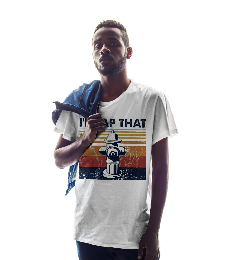 Firefighter I'd Tap That Fire Hydrant Retro Stripes T-Shirt